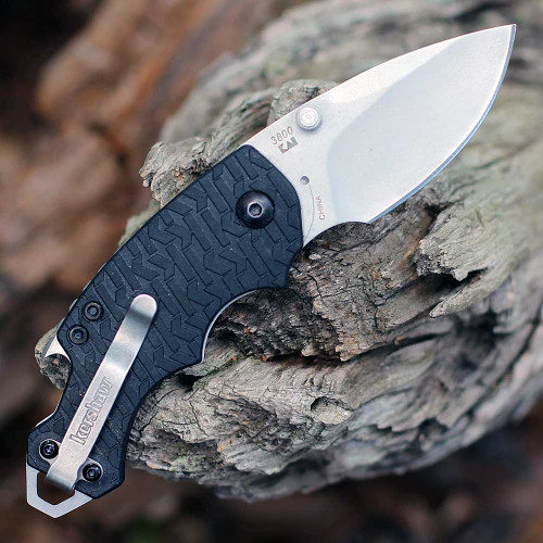 Kershaw Shuffle 3800WM folding knife profile view showing the 2.375-inch bead-blasted blade and black K-Texture handle.